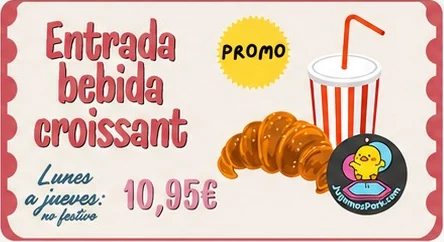 Promoción de entrada, bebida y croissant por 10,95 €, de lunes a jueves no festivos